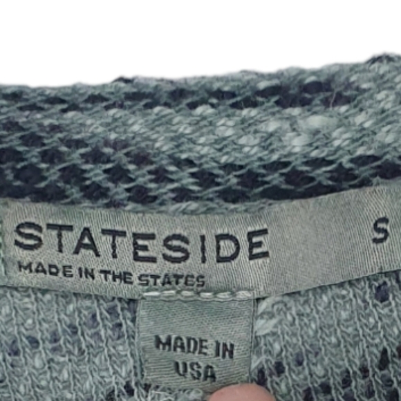 STATESIDE Cropped grunge Sweater‎ cuff sleeves mint/sage green black Size S - Picture 6 of 7
